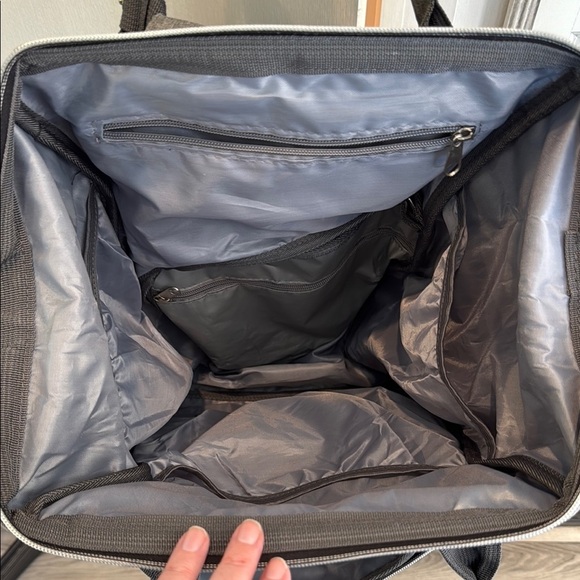 NWOT Keababies Gray Canvas Backpack with Leather Patch for babies / or all - Picture 4 of 7